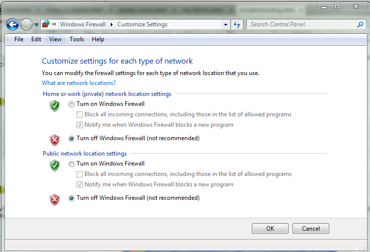 disable windows firewall